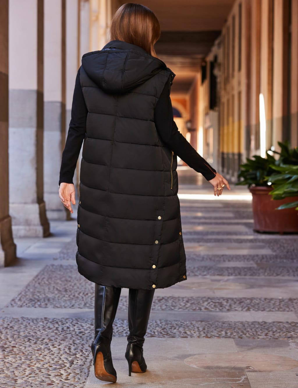 Long puffa gilet outlet