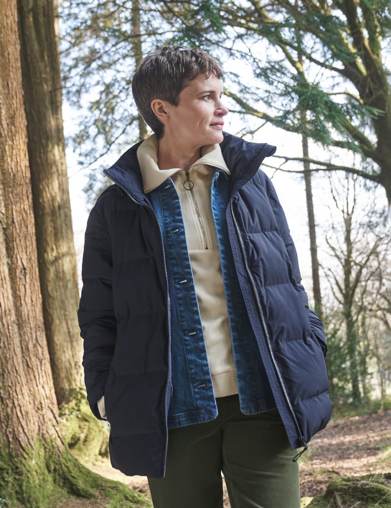 Womens evening shadow longline hooded puffer jacket on sale