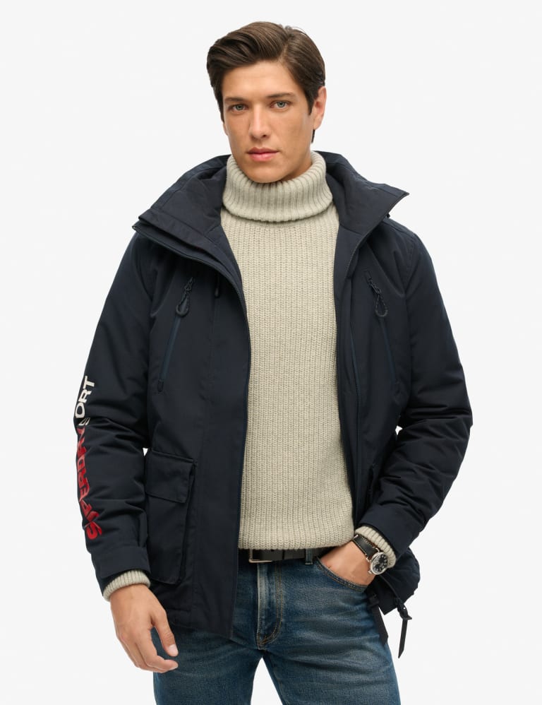 Padded hooded bomber jacket sales