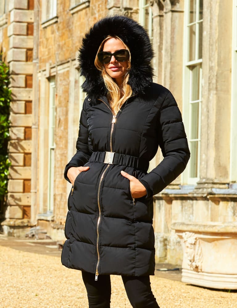 Urban Bliss maxi padded coat in black