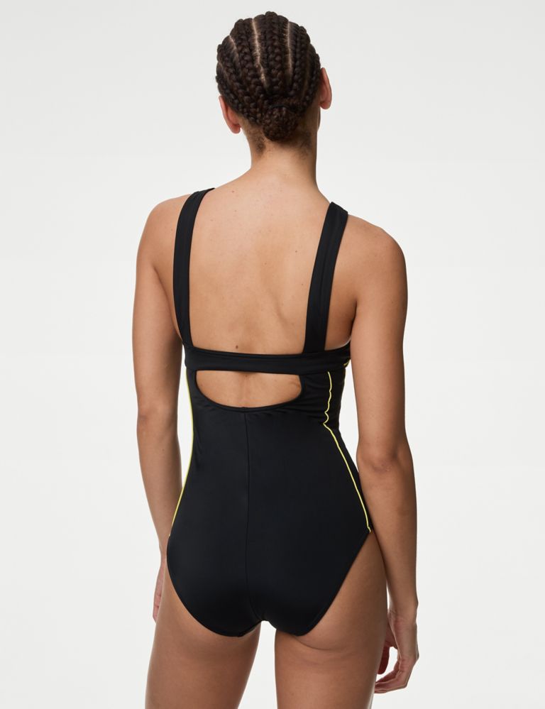 Padded Panelled Zip Detail Sports Swimsuit 6 of 7