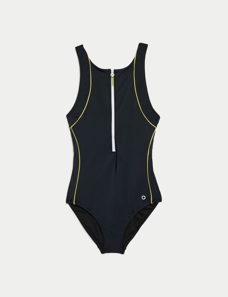 Padded Panelled Zip Detail Sports Swimsuit 2 of 7