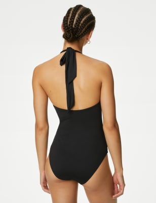 halterneck black swimsuit