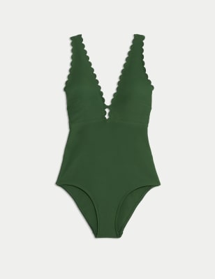 Padded Scallop Plunge Swimsuit M S Collection M S