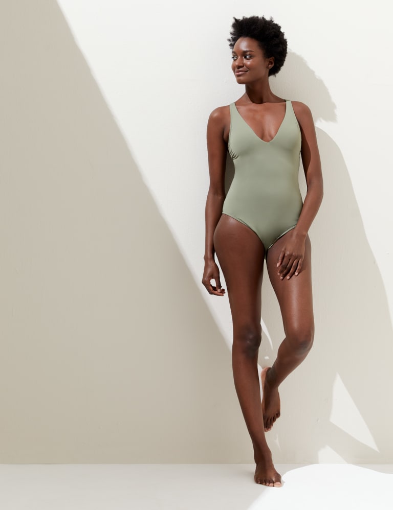 Plunge back swimsuit sales