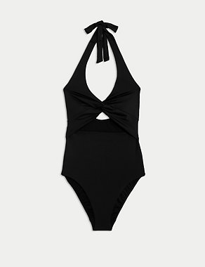 Padded Twist Front Halterneck Swimsuit Image 2 of 5