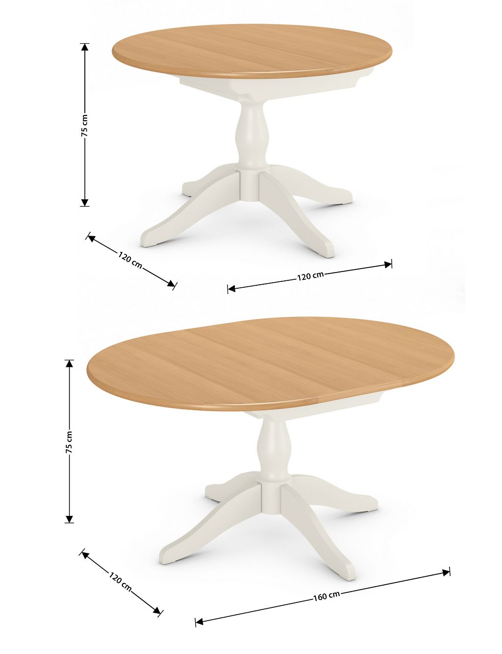 Padstow Ivory Round Extending Table 4 of 7