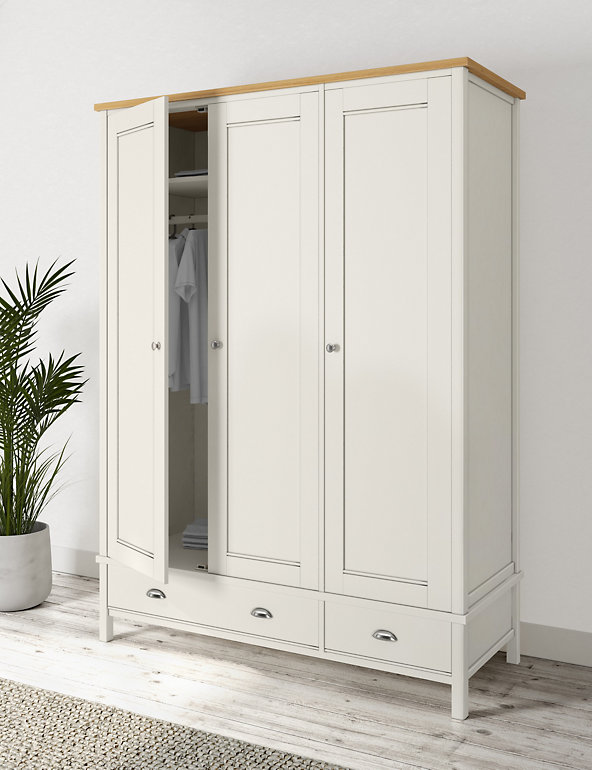 Padstow Triple Wardrobe M S, Triple Wardrobe With Drawers And Shelves