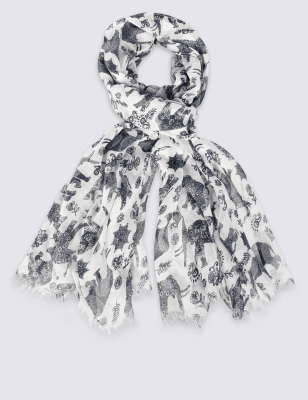 Paisley Elephant Print Scarf M S Collection M S