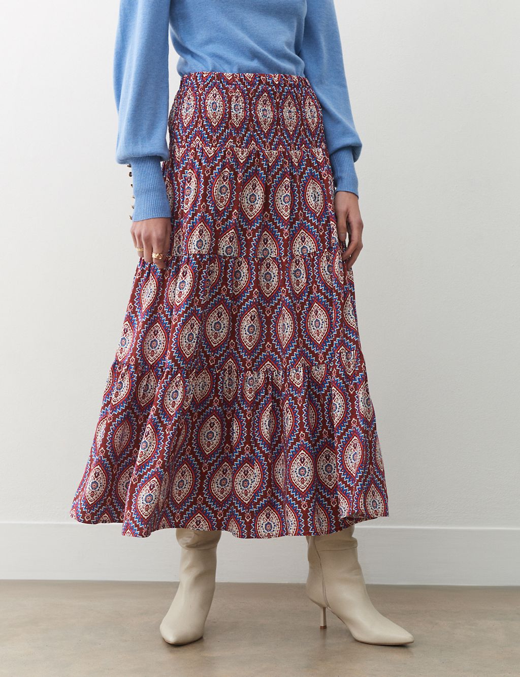 Paisley Midi Tiered Skirt 1 of 4