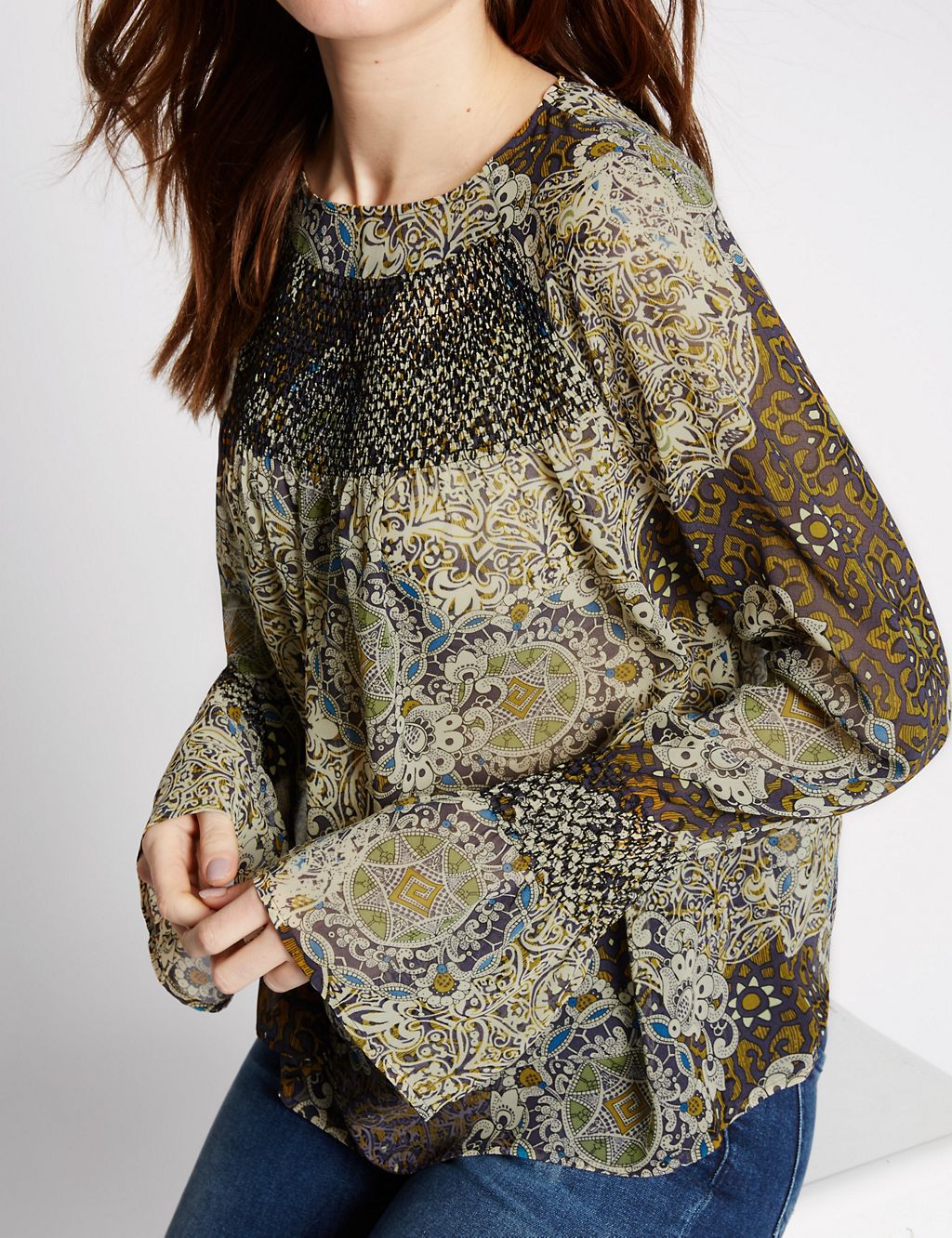 Paisley Print Fluted Sleeve Blouse 4 of 4