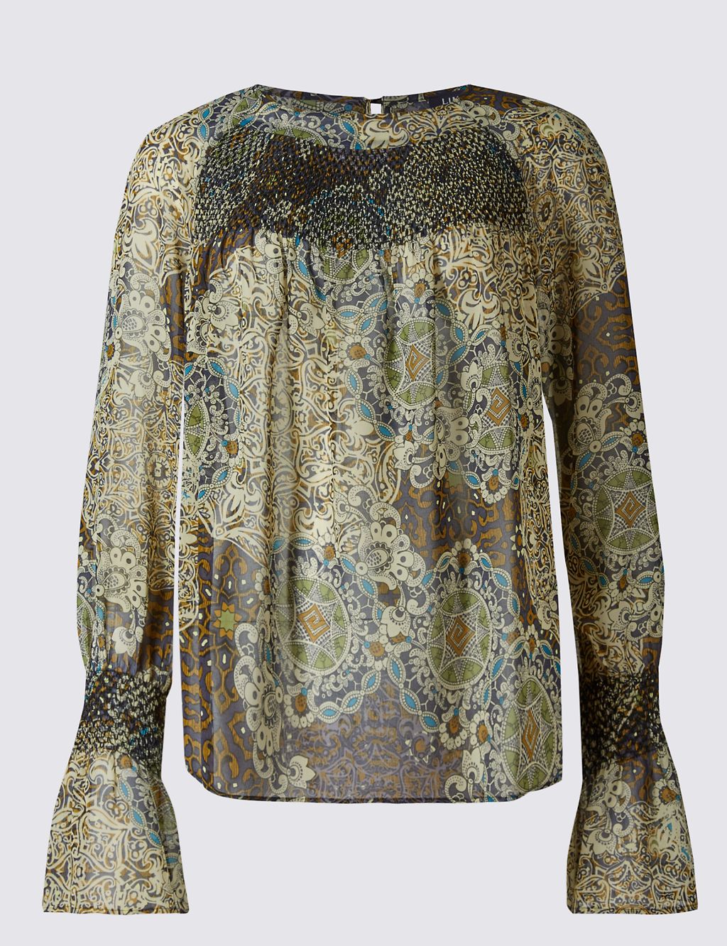 Paisley Print Fluted Sleeve Blouse 1 of 4