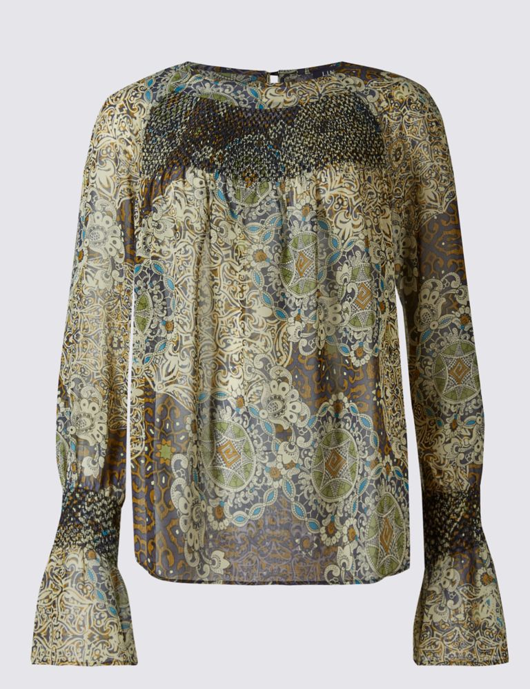 Paisley Print Fluted Sleeve Blouse 2 of 4