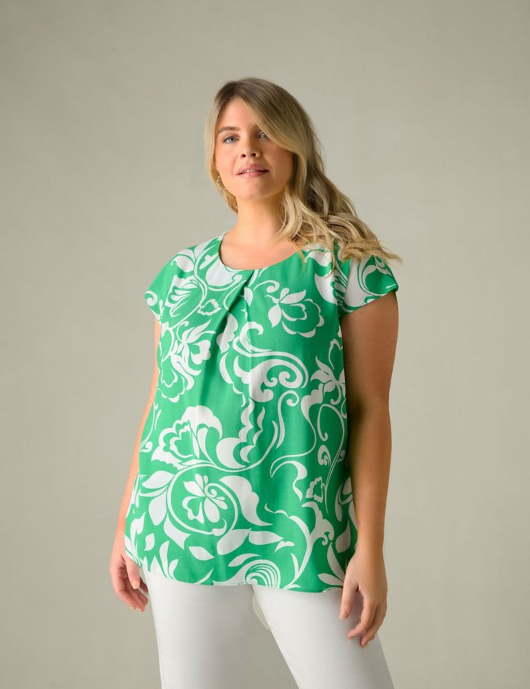 Paisley Print Pleat Front Top 4 of 6