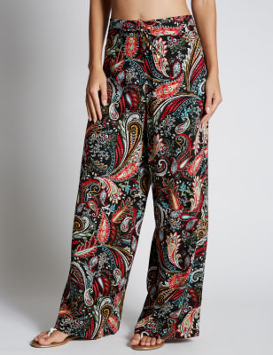 Paisley Print Wide Leg Beach Trousers, M&S Collection