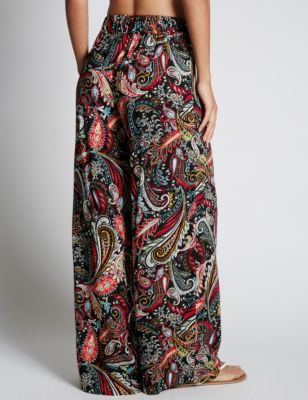Paisley Print Wide Leg Beach Trousers, M&S Collection