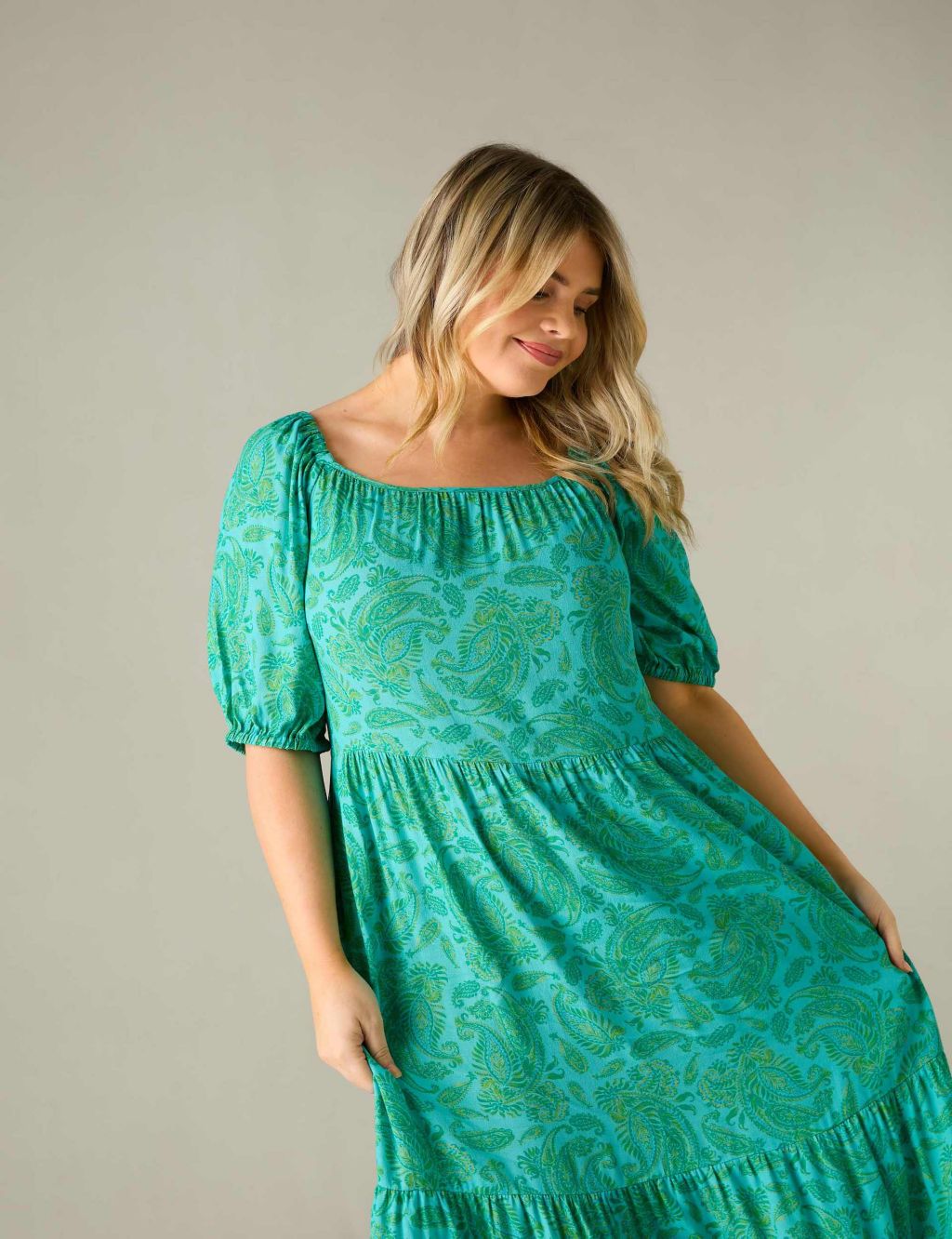 Paisley Square Neck Maxi Tiered Dress 4 of 6