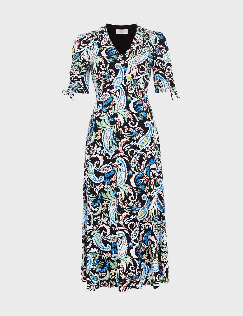 Paisley V-Neck Midi Waisted Dress 1 of 9