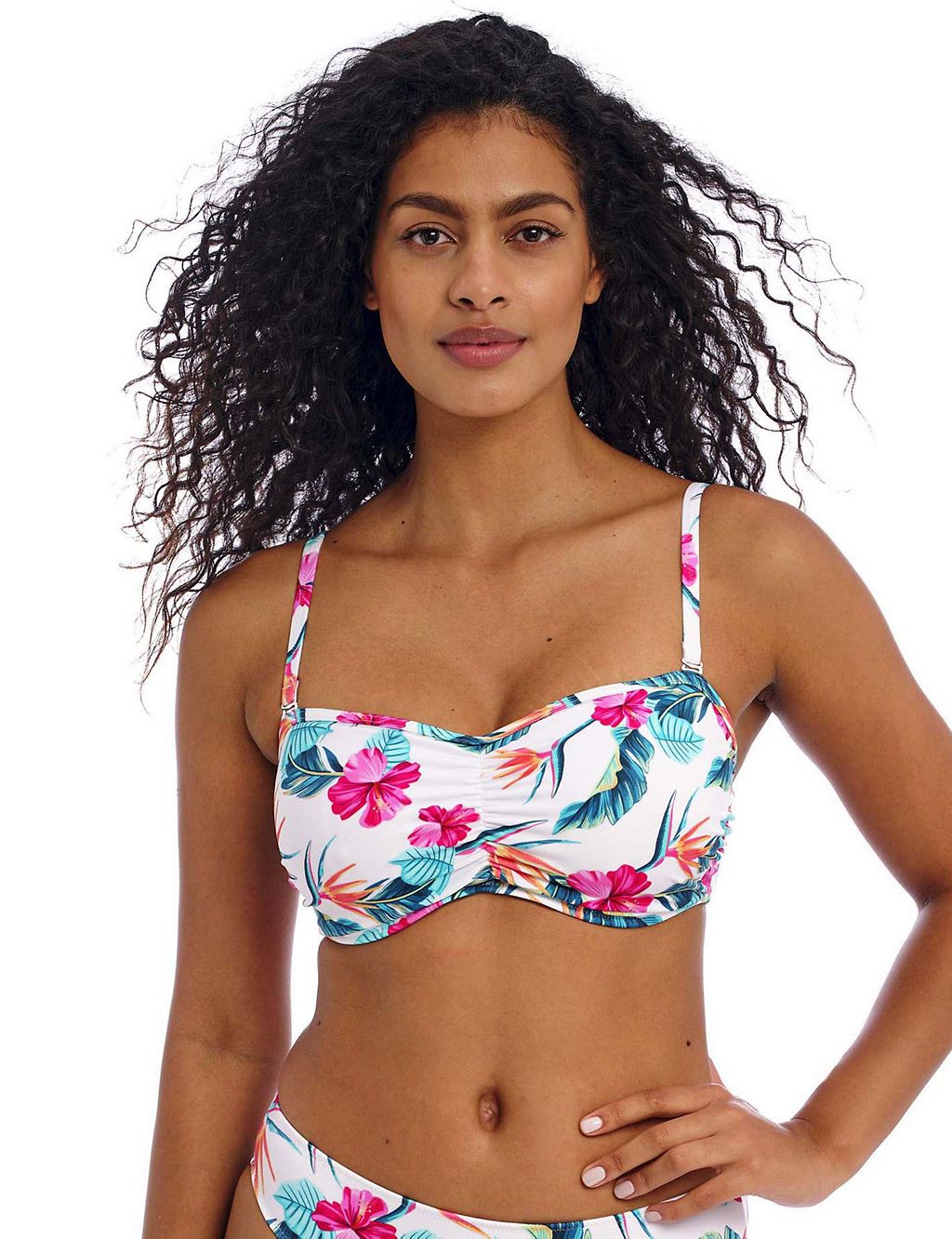 Palm Paradise Floral Wired Bandeau Bikini Top 3 of 10