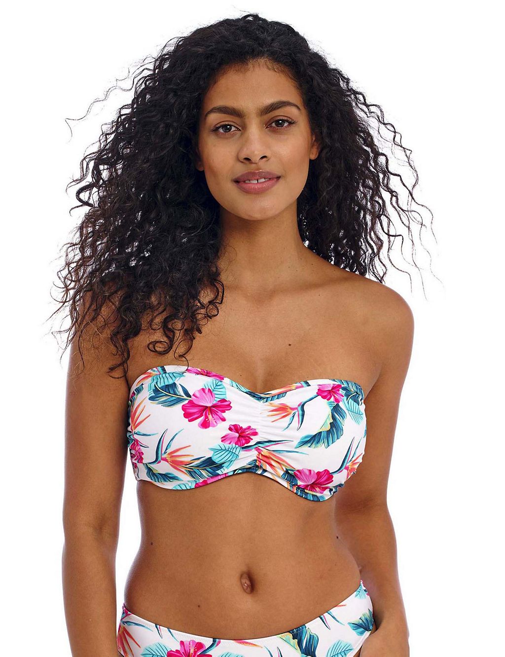 Palm Paradise Floral Wired Bandeau Bikini Top 7 of 10