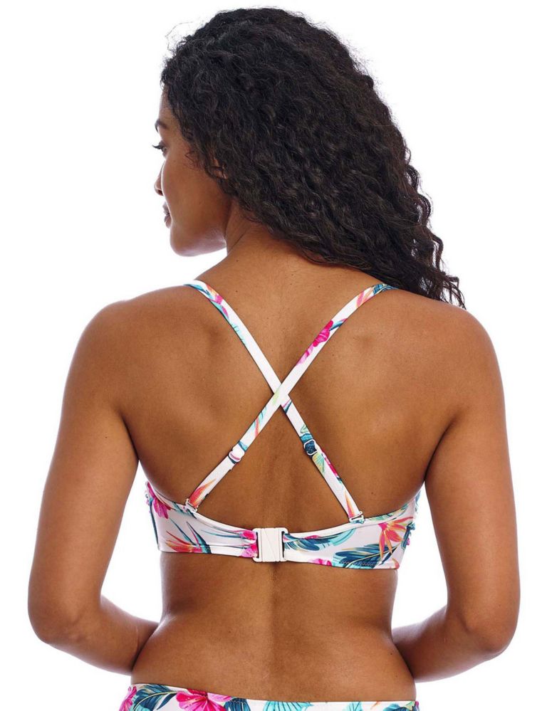 Palm Paradise Floral Wired Bandeau Bikini Top 8 of 10