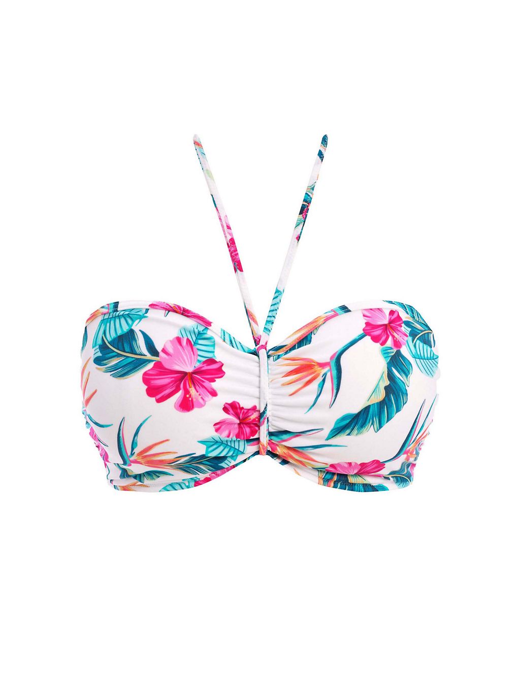 Palm Paradise Floral Wired Bandeau Bikini Top 1 of 10