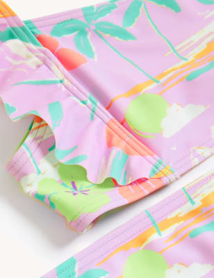 Palm Print Frill Bikini (6-16 Yrs) Image 2 of 3