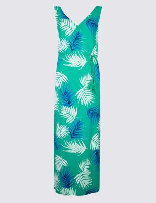 Palm Print Slip Maxi Dress Image 2 of 4