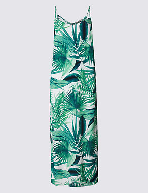 Palm Print Slip Shift Dress Image 2 of 3