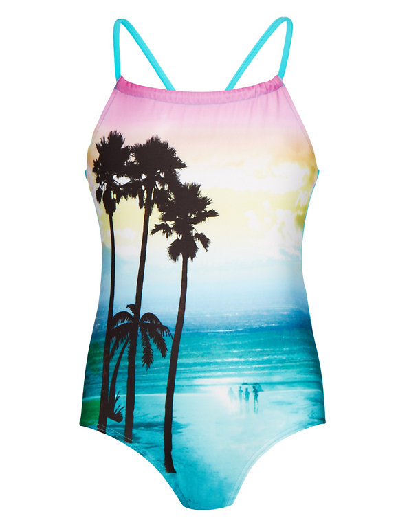 Palm Tree Photographic Swimsuit with Chlorine Resistant (5-14 Years) Image 1 of 2