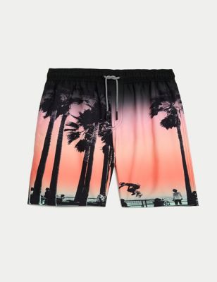 Palm Tree Print Swim Shorts (6-16 Yrs) Image 2 of 6