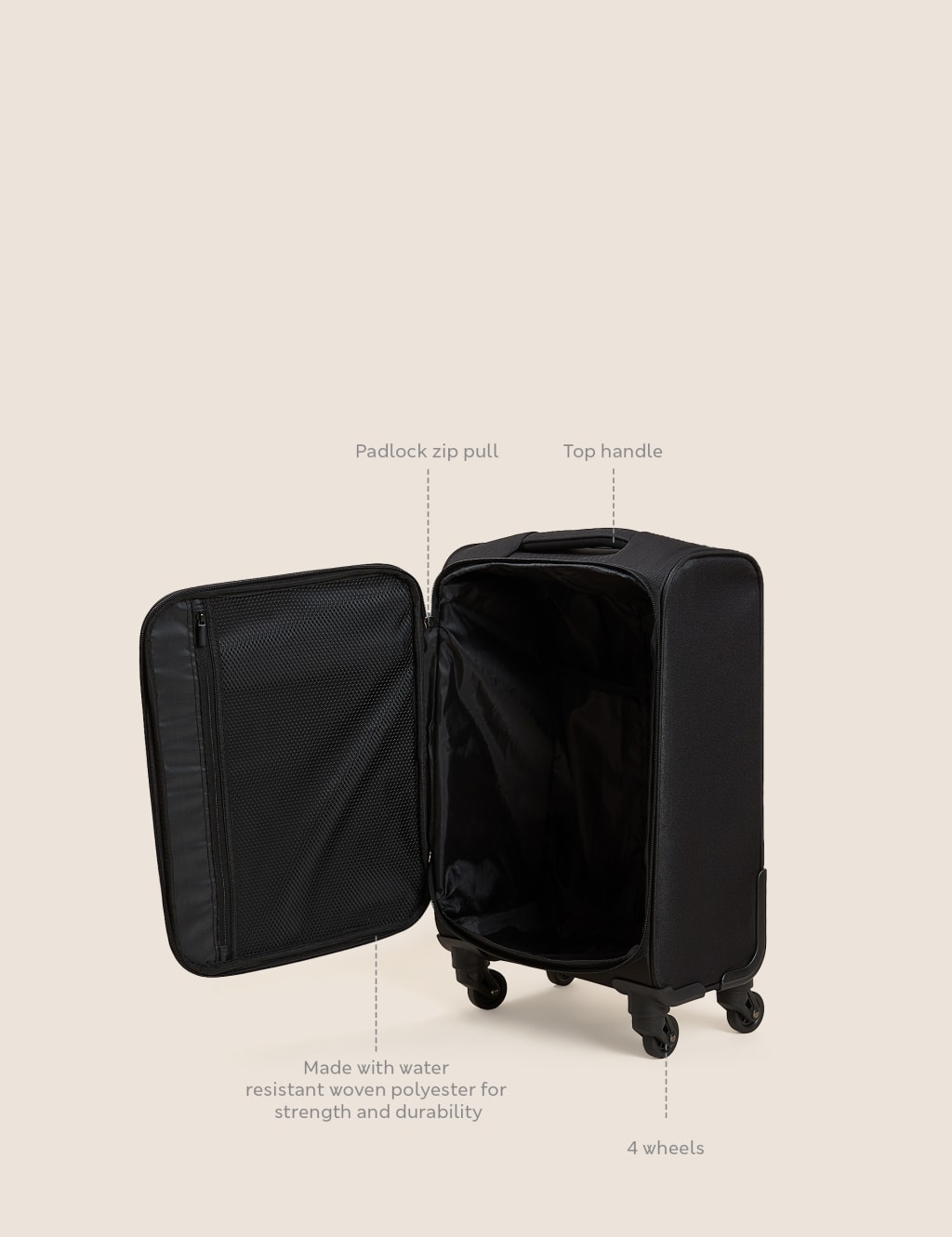 Palma 4 Wheel Soft Cabin Suitcase M&S Collection M&S