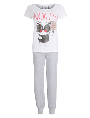 Panda Eyes Slogan Pyjamas M S Collection M S