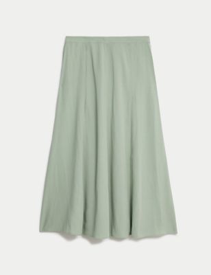 Panelled Midi A-Line Skirt with Linen Image 2 of 5