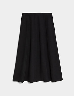 Panelled Midi A-Line Skirt with Linen Image 2 of 5