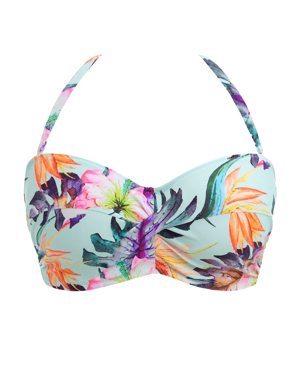 Paradiso Floral Wired Twist Front Bandeau Bikini Top 1 of 6