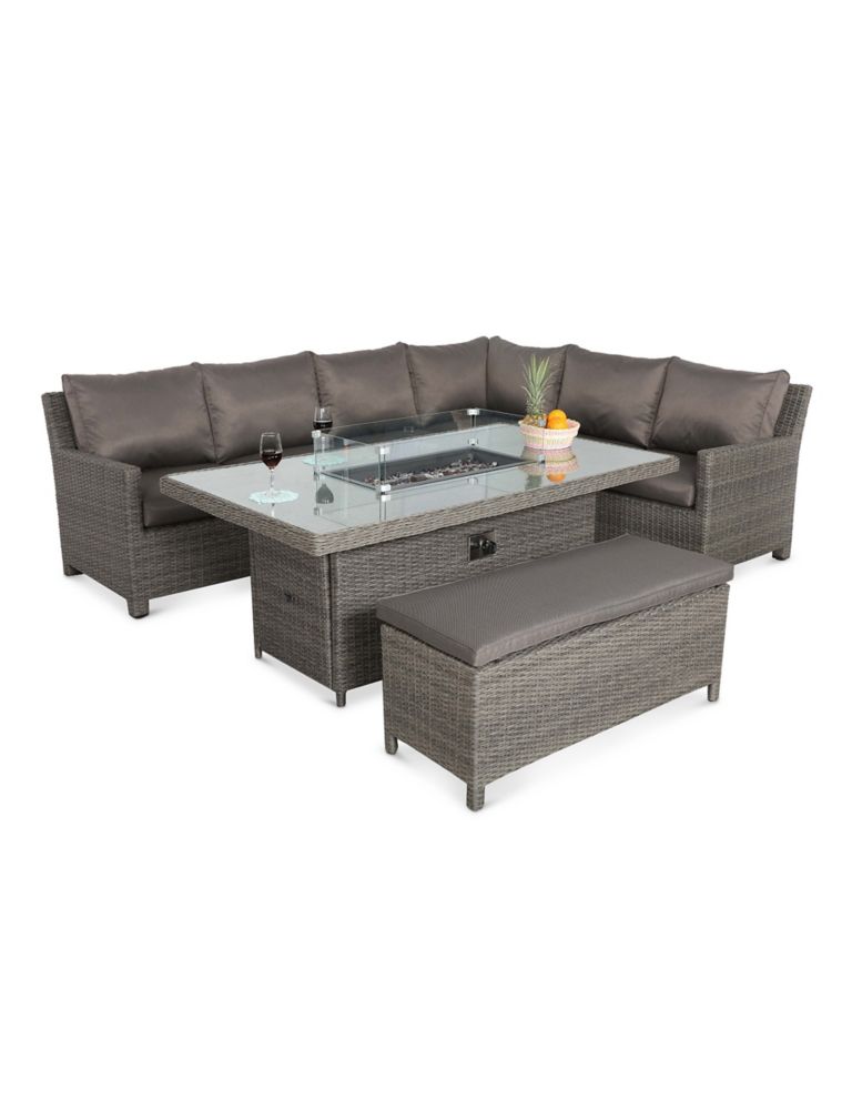 Paris Fire Pit Deluxe Rectangle Dining Set 5 of 5