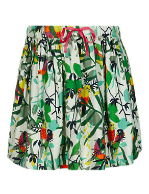 Parrot Print Flared Skirt Image 2 of 4