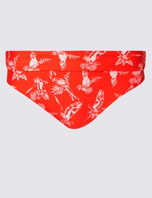 Parrot Print Roll Top Hipster Bikini Bottoms Image 2 of 4