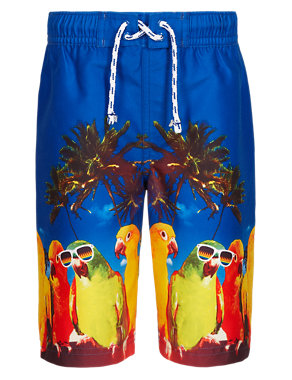 Parrot Print Woven Swim Shorts (1-7 Years) Image 2 of 3