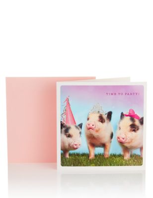 Party Pigs Birthday Card Image 1 of 2