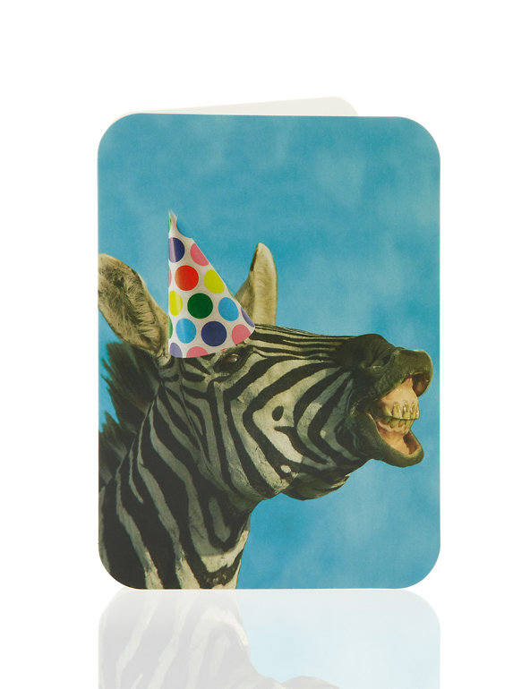 Party Zebra Blank Greetings Card Image 1 of 2
