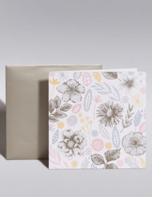Pastel Floral Blank Card Image 1 of 1