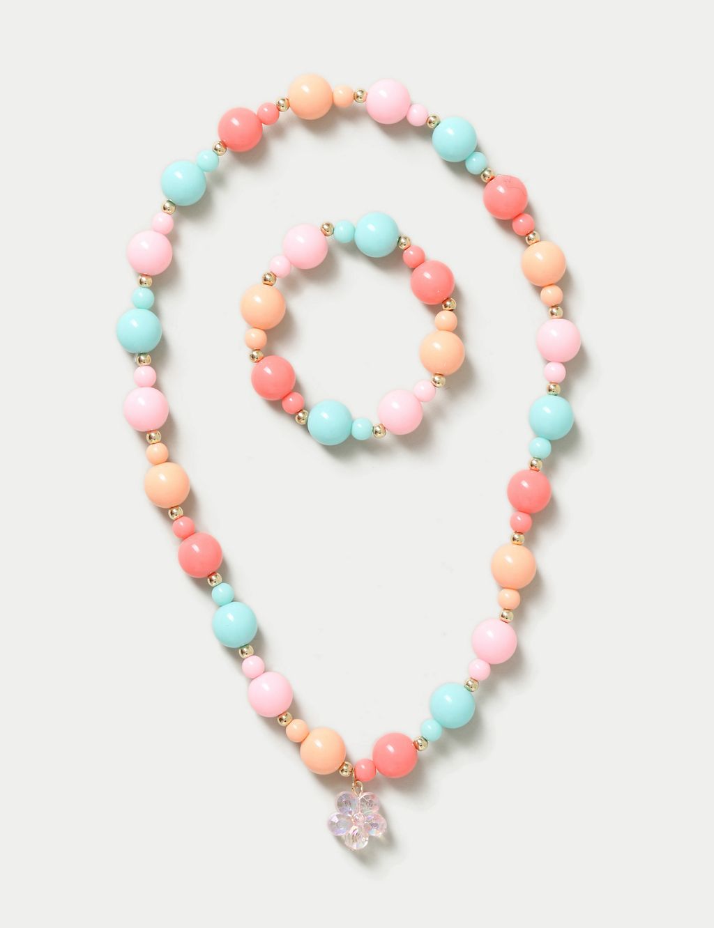 Pastel Multi Bead Necklace and Bracelet Set 1 of 2