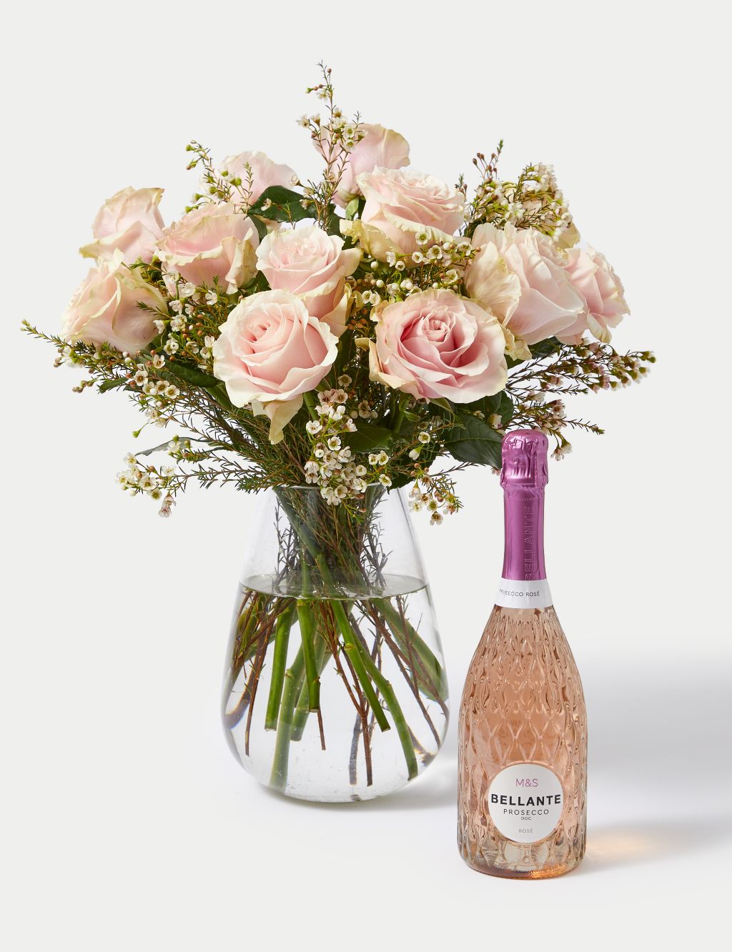 Pastel Pink Rose Bouquet with Prosecco Rosé 2 of 6