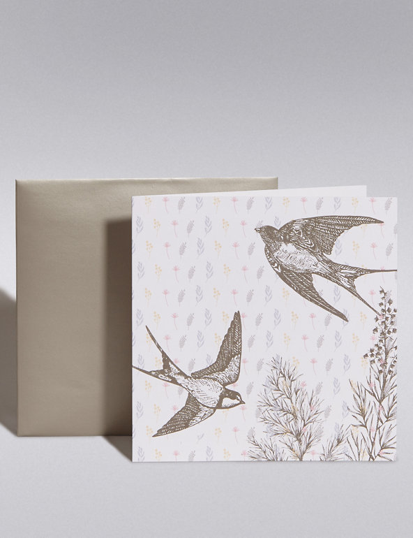 Pastel Swallows Blank Card Image 1 of 1