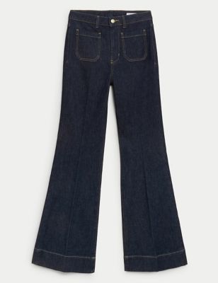 Patch Pocket Flare High Waisted Jeans Image 2 of 5