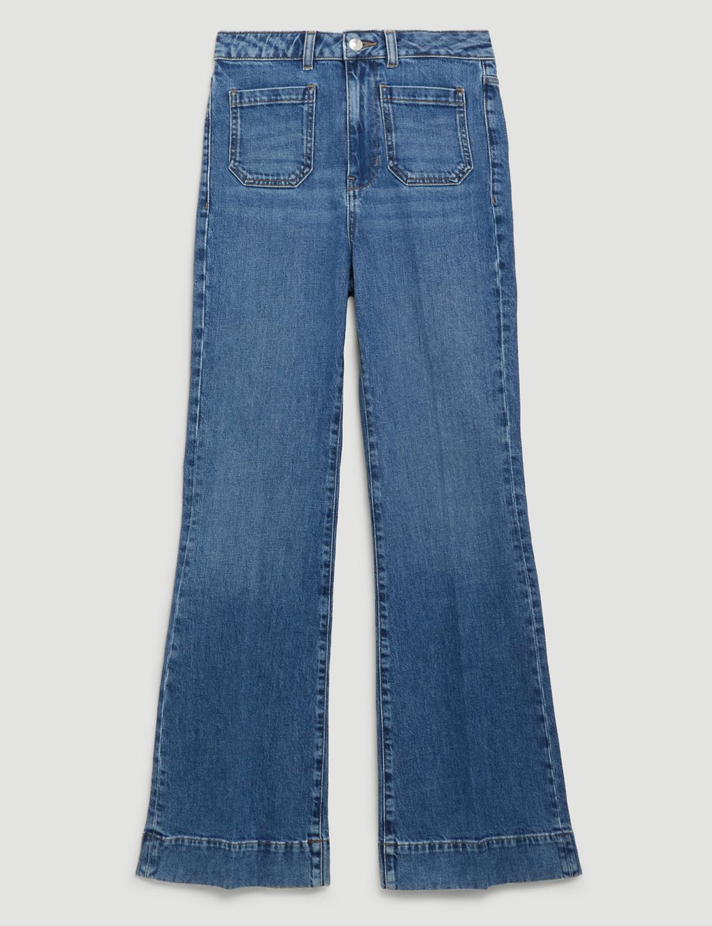 Patch Pocket Flare High Waisted Jeans 1 of 5