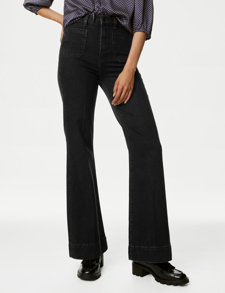 Patch Pocket Flare High Waisted Jeans, M&S Collection