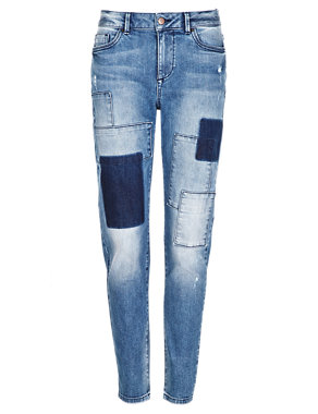 Patchwork Girlfriend Denim Jeans Image 2 of 4